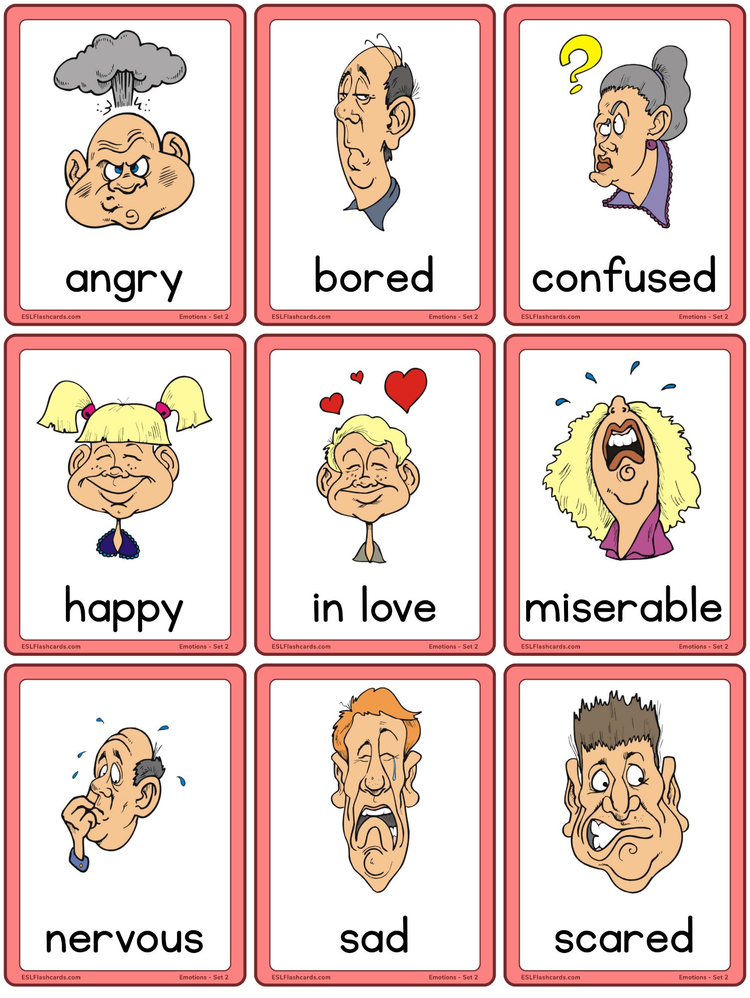 emotions flashcards for adults – esl flashcards